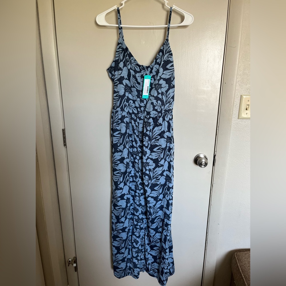Market & Spruce Navy Floral Spaghetti Strap Maxi Dress